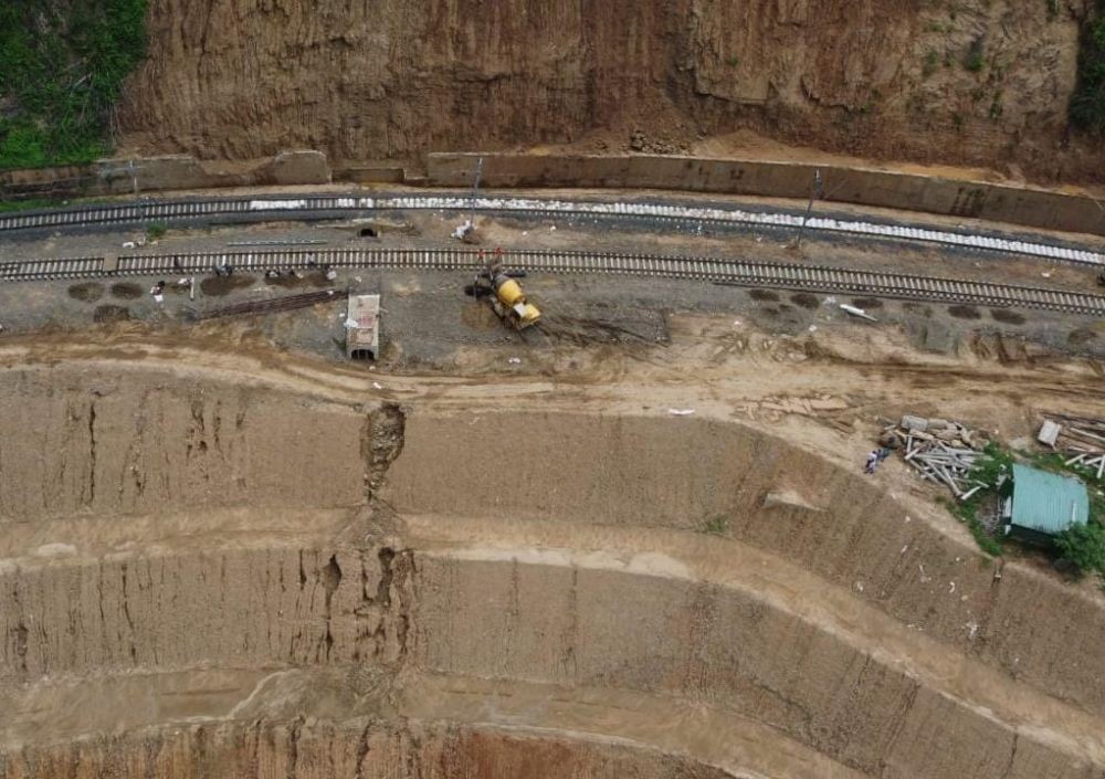 Infrastructure works underway in the Lumding–Badarpur Hill section of the NFR. As per NFR, it has been ‘enhancing’ safety and speed in section with major infrastructure works. (Image Courtesy: CPRO NFR)